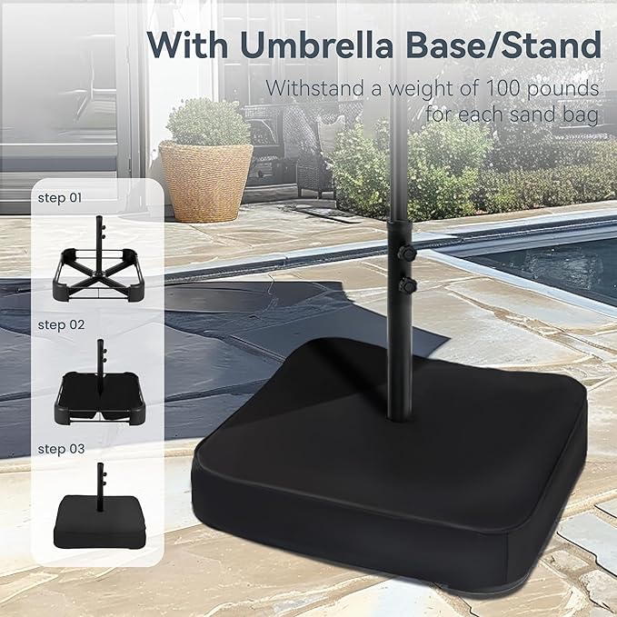 PHI VILLA 15ft Large Patio Umbrellas with Base Included, Outdoor Double-Sided Rectangle Market Umbrella with Crank Handle, for Poolside Lawn Garden, Cyan