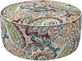 LVTXIII Inflatable Stool Ottoman Footrest with Handle, Decorative Fade-Resistant Foot Stool, Indoor or Outdoor Pouf for Home Garden and Camping Use, D21 x W 21 x H9, Paisley Chilli