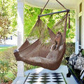 Caribbean Hammock Swing Chair with Spreader Bar, Large Hammock Chair, Hand Craft Rope Hanging Chair Outdoor, Indoor, Bedroom, 330 LBS Weight Capacity, Dark Brown