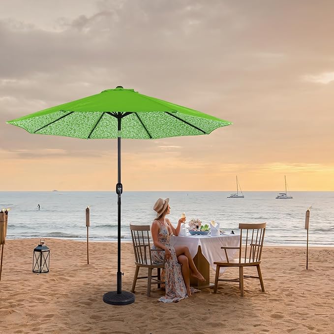 Backyard Expressions 9 ft. Patio Umbrella, Market Table Umbrella w/Tilt and Crank, 8 Ribs