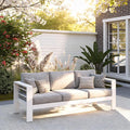 Kiss the Water Outdoor Couch Aluminum Patio Furniture Sofa, 3 Seat All-Weather Metal Patio Couch with 5" Thick and Soft Cushion and Wide Arm, Outdoor Sofa for Balcony, Porch