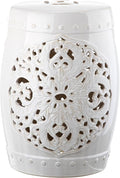 Safavieh Flora Glazed Ceramic Decorative Garden Stool, Antique White (ACS4527A)