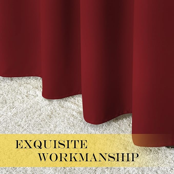 NICETOWN Blackout Curtains 54 Inches Long, Thermal Insulated Room Darkening Curtains for Bedroom, Window Treatment Drapes for Living Room Nursery (W66 x L54 Inch, Burgundy Red, 1 Panel)