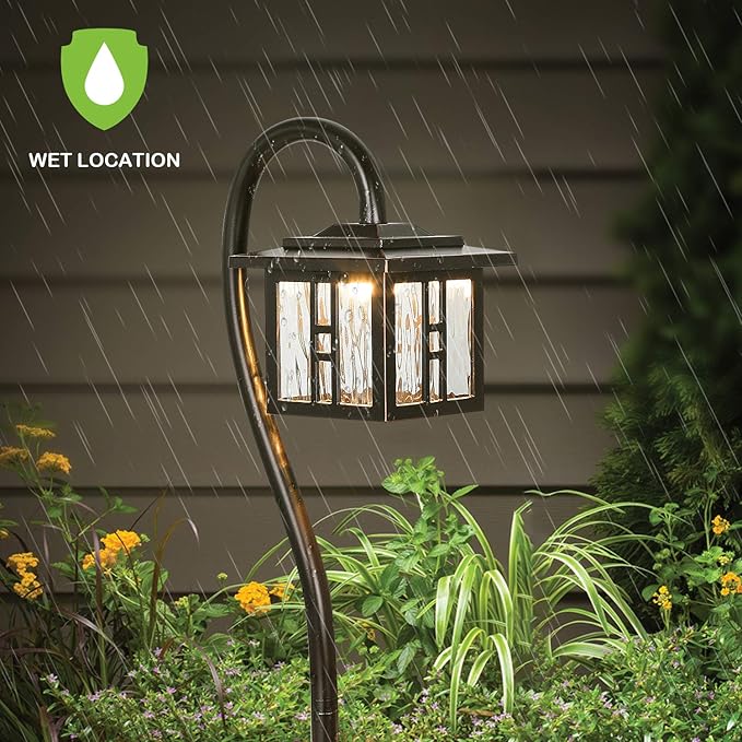 hykolity Low-Voltage Outdoor Integrated LED Landscape Lighting, 3W 185LM 12V-24V Oil-Rubbed Bronze Pathway Light for Yard Lawn, Die-Cast Aluminum Construction, 4-Pack, ETL Listed