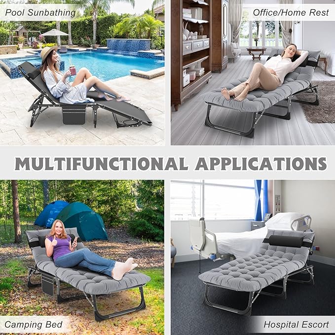 ABORON 2PK Chaise Lounge Chair,5 Positions Padded Outdoor Tanning Chair,Heavy Duty Portable Lounge Chair for Outdoor Sunbathing Patio Pool Lawn Deck Poolside,Support up to 440 Lbs