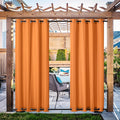 NICETOWN Canvas Outdoor Curtains for Patio Decoration, Waterproof & Windproof Thermal Outside Drapes Top & Bottom Grommet, Privacy Shades for Pool/Pergola, Orange, 55" W by 108" L, 2 Pieces