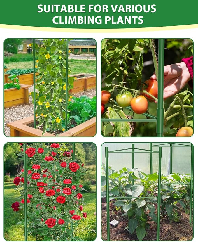 3 Pack Extra Larger Tomato Cages, 51in*17in Adjustable Tomatoes Plant Stakes Support Cages Trellis for Garden, Garden Trellis for Vegetable Flowers Fruits Climbing Plants
