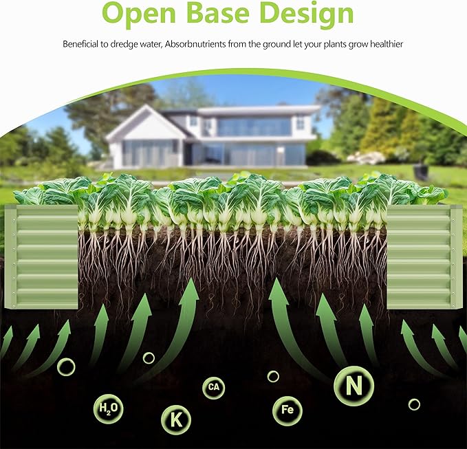 4x2x2FT Galvanized Raised Garden Bed,Galvanized Planter Boxes Outdoor, Large Metal Raised Garden Beds for Vegetables-Green