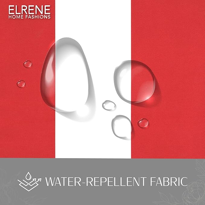 Elrene Home Fashions Highland Stripe Indoor/Outdoor Curtain Panel, 50 inches X 84 inches, Red