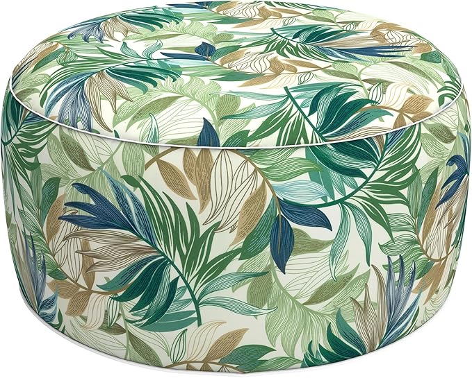 LVTXIII Inflatable Stool Ottoman Footrest with Handle, Decorative Fade-Resistant Foot Stool, Indoor or Outdoor Pouf for Home Garden and Camping Use, 31x31x14, Lush Leaf Green