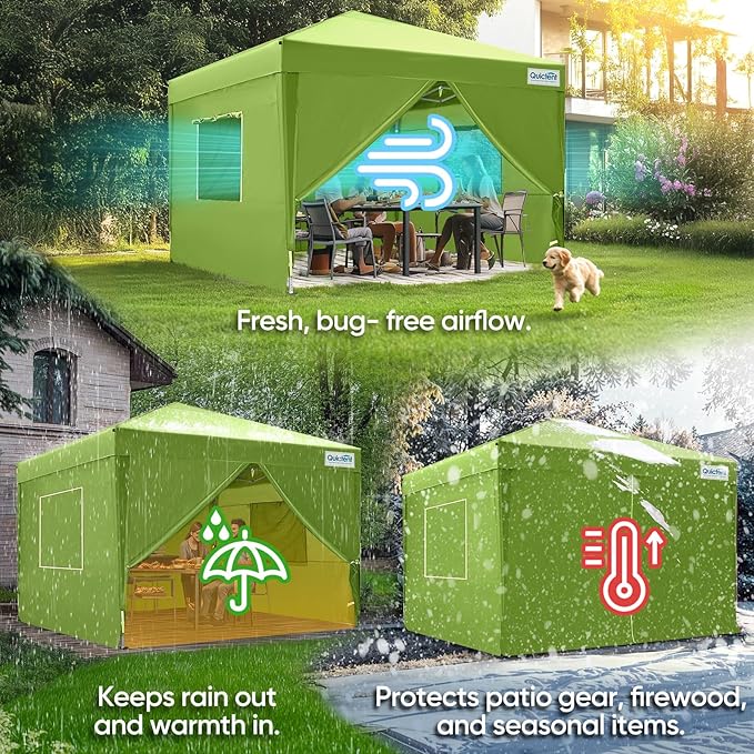 Quictent Privacy 10x10 Pop up Canopy Tent with Sidewalls and Roll-up Ventilated Windows, One Person Easy Setup, Outdoor Commercial Gazebo Shelter Enclosed Waterproof, Bonus 4 Sandbags