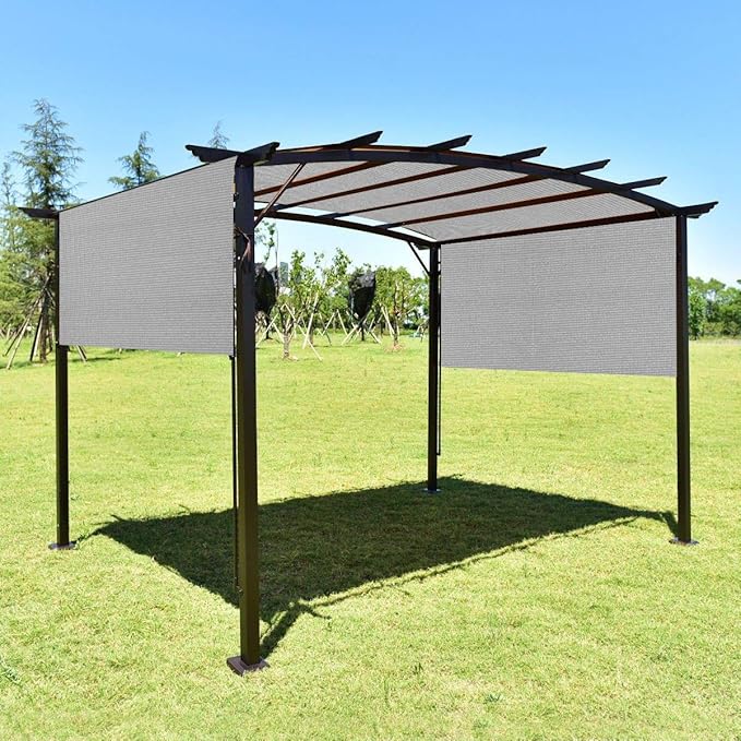 Eden's Decor Straight Flat-Edged Sun Shade Sail Rectangular 7' x 8' Grey UV-Blocking Outdoor Canopy Fabric Cloth Awning for Pergola Patio Garden Backyard Custom Size