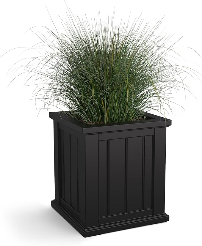 Mayne Cape Cod 16-Inch Square Planter – Self-Watering, Weather-Resistant Planter for Flowers – Durable Outdoor Design for Patio, Porch, or Entryway