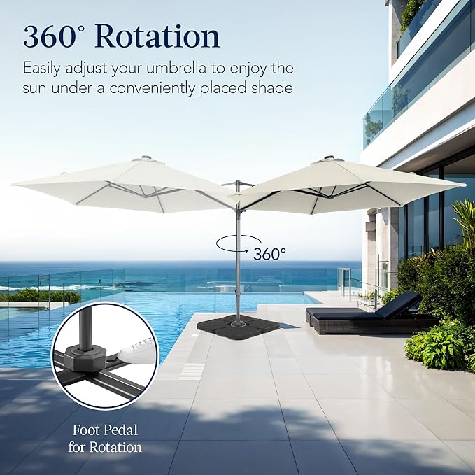Best Choice Products 10ft Offset Cantilever Hanging Market Patio Umbrella, Smooth 360° Rotation, 8 Sturdy Ribs, Easy Adjustment - Ivory