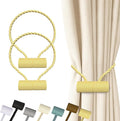 Hion Magnetic Curtain Tiebacks Golden 2pcs, Curtain Tiebacks Buckles Holdbacks Holders Hooks Clip for Home Bedroom Office Decorative Curtain