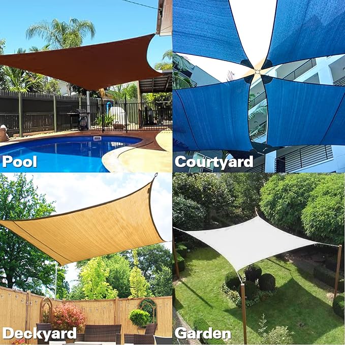 KANAGAWA 20'X22' Dark Green Custom Size Sun Shade Sail Rectangle UV Block Canopy Cover for Patio Backyard Lawn Garden Outdoor (Customized Available)