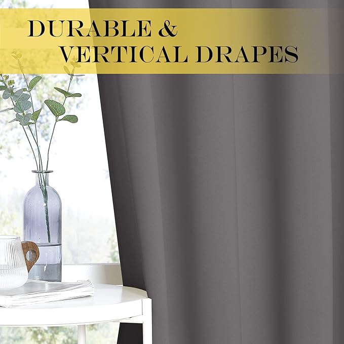NICETOWN Blackout Doorway Curtain 90 inch Length - Grommet Room Darkening Thermal Insulated Soundproof Window Treatments for Bedroom/Closet (1 Panel, 46 x 90 Inch, Grey)