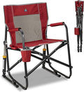 GCI Outdoor Freestyle Rocker Camping Chair | Portable Folding Rocking Chair with Solid, Durable Armrests, Drink Holder & Comfortable Backrest — Cinnamon
