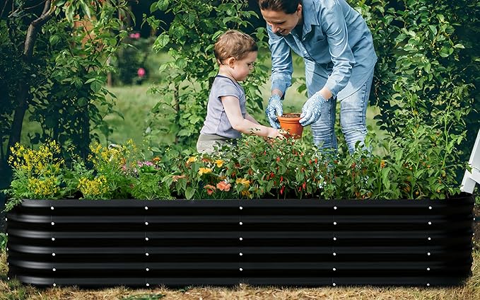 Galvanized Raised Garden Bed, Outdoor Planter Bed, Metal Planter Box for Gardening and Planting,8x2x1.5ft, Light Green