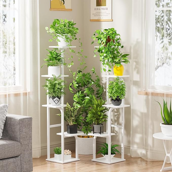 5 Tier Plant Stand Indoor, Plant Shelf for Multiple Plants, Flower Pot Holder Shelf, Planter Display Rack for Patio Garden Balcony Living Room Bedroom Decor, White