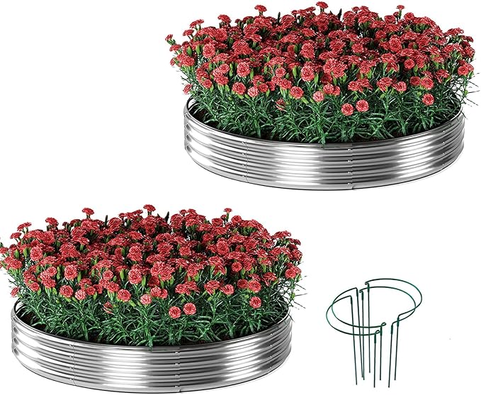 Galvanized Metal Planter Raised Garden Bed Kit for Gardening Outdoor Garden Box Raised Flower Bed 2PC Metal 3X3X1FT