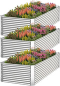 3 Pack Tall 4x2x1.5FT Raised Beds for Gardening, Corrugated Galvanized Steel Raised Garden Bed, Outdoor Metal Above Ground Garden Bed for Vegetables and Flowers(Rectangular)