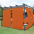 Easy-Going Outdoor Patio Curtains Detachable Tab Top Windproof Weatherproof Curtain for Cabana, Porch, Pergola and Gazebo, Tab Bottom Drape, 2 Panels, 54W x 108L inch, Orange