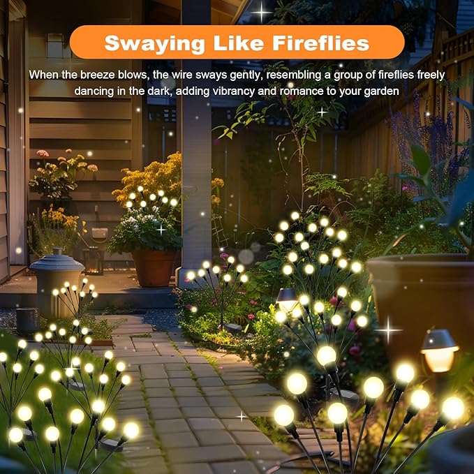 ALSO GO Solar Lights Outdoor, 2 Pack 16 LEDs Firefly Lights, Waterproof Solar Garden Lights, Solar Firefly Lights for Yard Patio Pathway Outdoor Decoration, Gardening Gifts for Women Christmas Decor