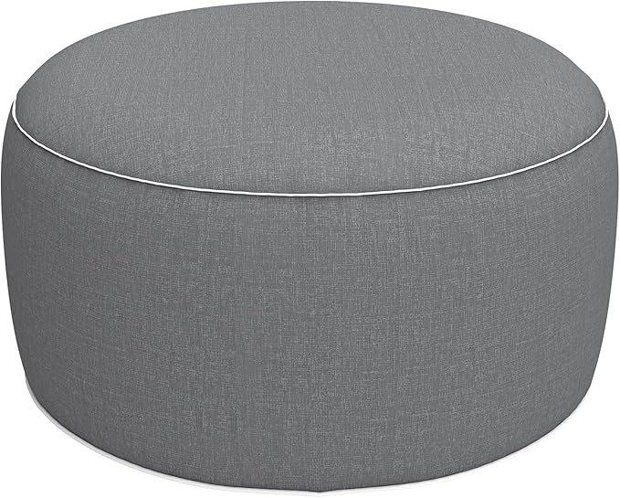 LVTXIII Inflatable Stool Ottoman Footrest with Handle, All Weather Footrest Seat, Indoor or Outdoor Pouf for Home Patio Garden and Camping Use, D31 xH14, Large Round, Grey Texture
