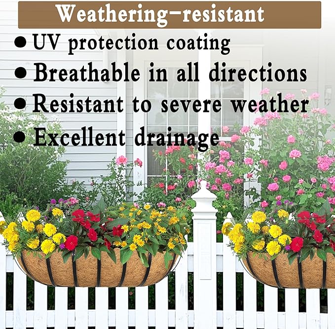 2pack 16-inch Window Sill Window Railing Planters with Cocoa Liner for Outdoor Balconies, Porches, Fences, Patio Railings