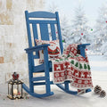 LUE BONA Rocking Chair Outdoor, Weather Resistant Poly Plastic Rocker Chairs, 350lb Heavy Duty, Oversized Porch for Adult, High Back Smooth Chairs Outdoor & Indoor, Blue