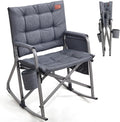 EVER ADVANCED Lightweight Folding Rocking Camping Chair, Padded Portable Rocker Chair for Patio, Lawn and Outdoors, Heavy Duty Hard Armchair for Adults, Grey
