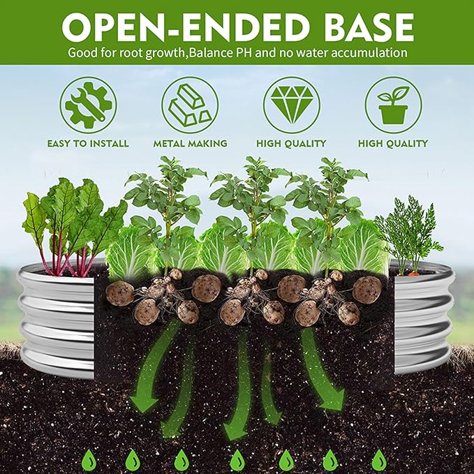 GADI Metal Raised Garden Bed 2Sets Galvanized Planter Box for Vegetables, Flowers, Herbs, and Succulents
