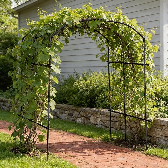 DoCred Tall Garden Arch Trellis for Climbing Plants, 87in Tall Metal Plant Support Trellis Archway for Climbing Vine Vegetable/Fruit/Flower Outdoor Yard Lawn Garden Arch Tunnel Trellis