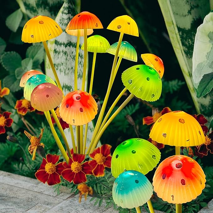 Kohlrabi Solar Garden Lights, 4 Pack Solar Mushroom Lights Outdoor, Upgraded 48LED Mushroom Light Yard Decor Outside Waterproof, Garden Decor for Lawn Front Porch Patio Backyard