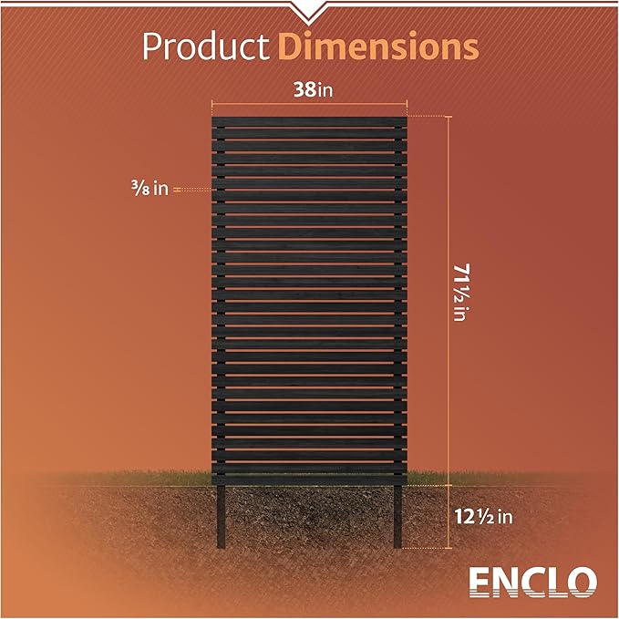 6ft H x 3.1ft W (1 Panel) No Dig Enclo Aspen Charcoal Wood Privacy Screen, Decorative Patio Privacy Screen, Great to Hide Trash Cans, Outdoor Privacy Fence Panel, Air Conditioner Fence, EC18042