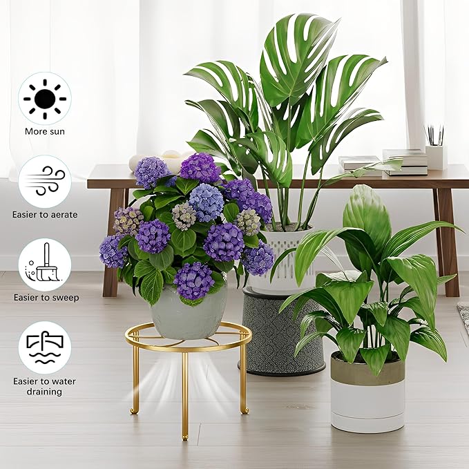 5 Pack Metal Potted Plant Stand Anti-Rust Iron Flower Pot Stands Outdoor Plant Holder,Short Samll Flower Pot Holder Large Rustproof Iron Garden Container