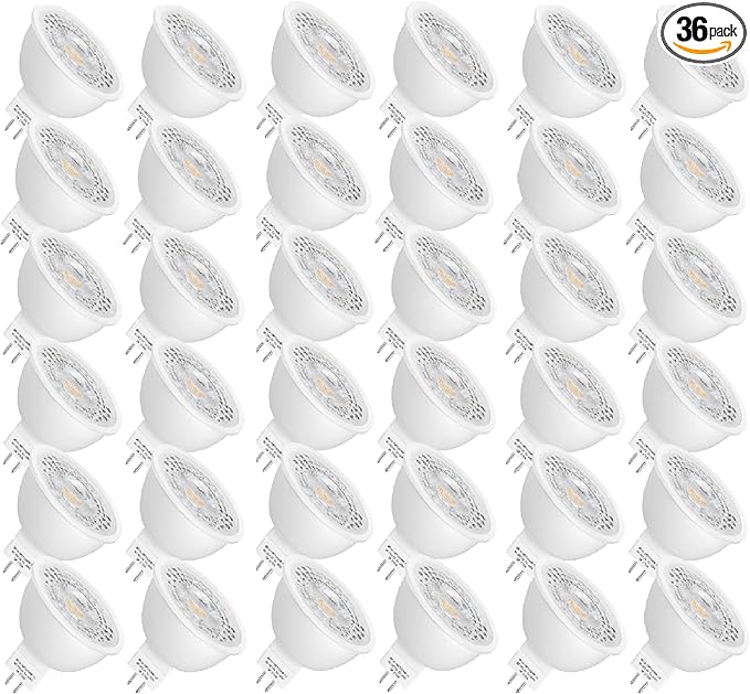 Mlambert 36 Pack MR16 LED Bulbs 50W Halogen Equivalent,2700K Warm White,5W GU5.3 MR16 12V Spotlight Bulb,Non-Dimmable,45° Beam Angle for Landscape