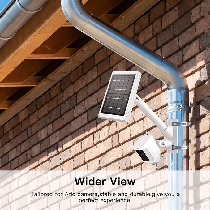 2-in-1 Pole Mounting Bracket for Ring Stick Up Cam Pro Solar Panel and Battery Outdoor Mount Accessorie, Also Compatible with Wyze, Arlo, Eufy, Blink Camera (White)