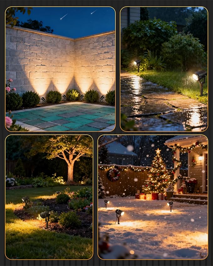 6W 700LM Low Voltage Landscape Lighting, 12V AC/DC 3000K Warm White LED Low Voltage Landscape Lights, IP65 Waterproof Outdoor Spotlights with Connectors for Garden Tree Yard 4 Pack W01SLP406