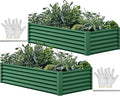 YITAHOME 6x3x1.5 2pcs Large Raised Garden Bed Kit, Galvanized Metal Planter Box with Gloves, Ground Nails, Support Rod, Outdoor Above Ground Planters for Plants Vegetables Flowers, Green