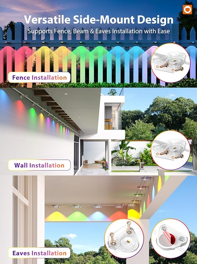 addlon Permanent Outdoor Lights, Smart RGB+IC LED Lights for House & Outdoor Decor, App & Remote Control, Scene Modes, IP67 Waterproof for Christmas, Holiday, Valentine's Day Decorations, 200FT