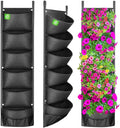ANGTUO 6 Pockets Hanging Planters for Outdoor Plants, One Pack Wall Planter Vertical Garden, Hanging Plant Holder for Railing, Balcony, Fence