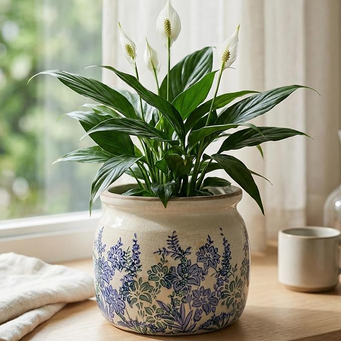 Pots for Plants, Ceramic Planters for Indoor/Outdoor Plants, 6.29'' Plant Pots Indoor with Drainage, Vase & Planters, Vintage Rustic Pots for Indoor Plant, House & Home Decor, Vintage Blue