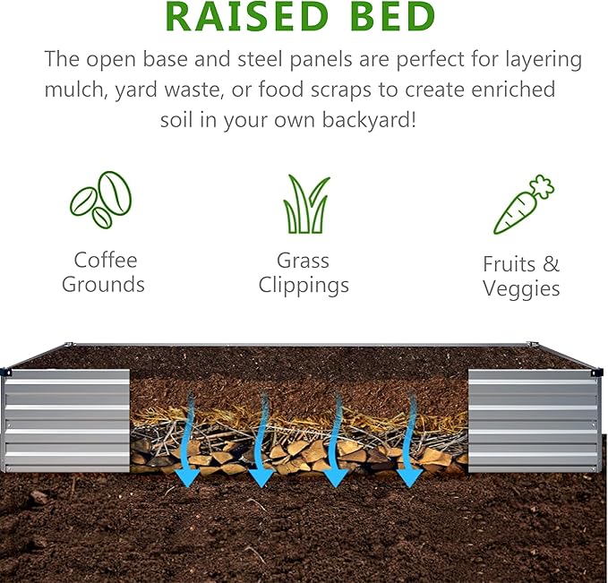 2PCS 9x3x1ft Galvanized Raised Garden Bed Kit,Metal Planter Box for Vegetables,Flowers,Herbs Durable Rust-Resistant Patio Gardening Beds,Silver