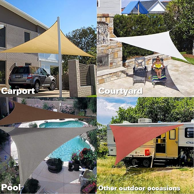 KANAGAWA Sun Shade Sail 15'x15'x21' Rust Red Triangle UV Block Canopy Cover for Patio Backyard Lawn Garden Outdoor Activities