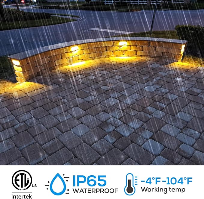 LEONLITE 8-Pack Premium Series 5CCT 7 Inch LED Hardscape Lighting Swivel, 2200K/2700K/3000K/4000K/5000K Selectable, Retaining Wall Light Low Voltage, 12V Paver Light, 4.5W Outdoor Step Light, ETL