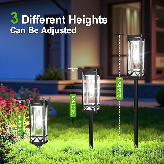 KOOPER Taller Solar Pathway Lights Outdoor, 12 Pack Upgraded Brighter Solar Garden Lights Solar Powered, Up to 15 Hours Outdoor Solar Lights for Yard Landscape Path Walkway Driveway （Cool White）
