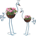 Metal Peacock Planter with Fiber Basket -Garden Bird Planters for Outdoor Indoor Lawn,Yard,Porch,Patio, Garden Decorations（Set of 2）