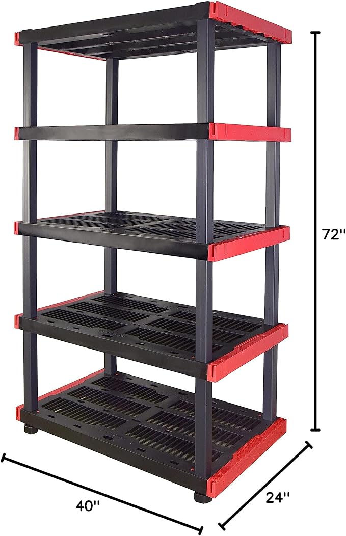 CX Craftsman 5-Tier Highly Durable Storage Rack, 5 Shelves That Support up to 200lbs/shelf, Organization and Storage, Weather-Resistant Design, Easy Assembly, American Made (72.3”H x 40”W x 24”D)